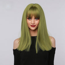 Load image into Gallery viewer, TheMagician | Halloween Green Long Straight Synthetic Hair Wig with Bangs
