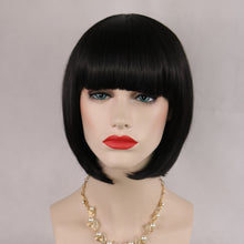 Load image into Gallery viewer, Siana | Dark Brown Medium Straight Synthetic Bob Hair Wig with Bangs
