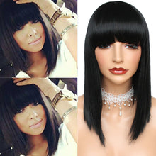 Load image into Gallery viewer, Ellyanna | Black Medium Long Straight Synthetic Hair Wig with Bangs
