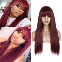 Load image into Gallery viewer, Dolcetto | Red Long Straight Synthetic Hair Wig with Bangs

