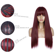 Load image into Gallery viewer, Dolcetto | Red Long Straight Synthetic Hair Wig with Bangs
