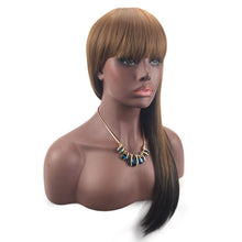 Load image into Gallery viewer, Amelia | Dark Long Straight Synthetic Hair Wig with Bangs
