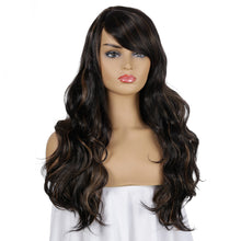 Load image into Gallery viewer, Elsa | Black Long Wavy Synthetic Hair Wig With Bangs
