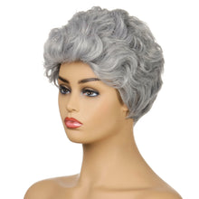 Load image into Gallery viewer, Sue | Grey Short Pixie Cut Curly Synthetic Hair Wig
