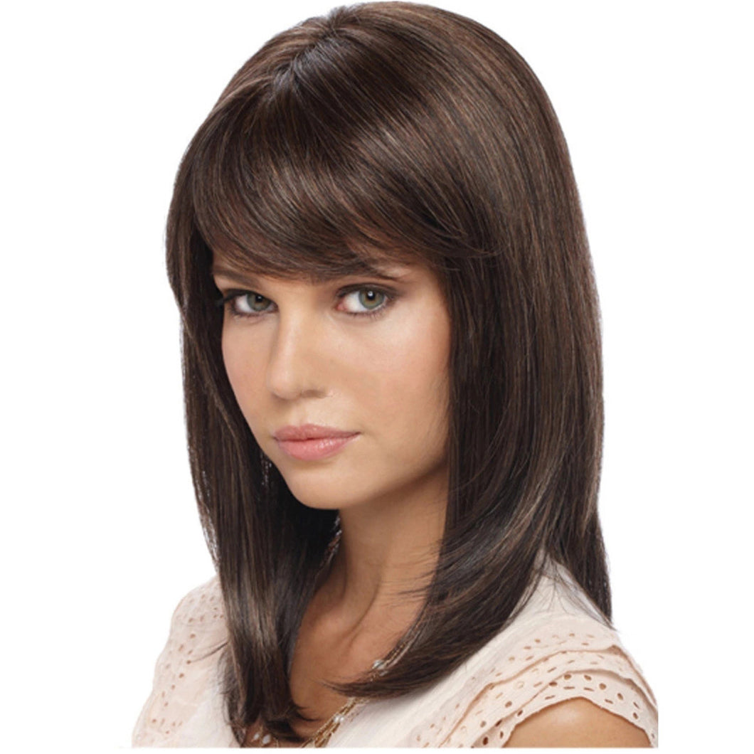 Joanne | Black Long Straight Synthetic Hair Wig With Bangs