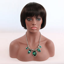 Load image into Gallery viewer, Asia | Black Short Pixie Cut Straight Synthetic Hair Wig With Bangs
