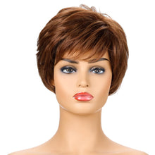 Load image into Gallery viewer, Julie | Brown Short Pixie Cut Wavy Synthetic Hair Wig With Bangs
