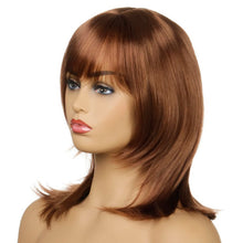 Load image into Gallery viewer, Agnes | Brown Medium Straight Synthetic Hair Wig With Bangs
