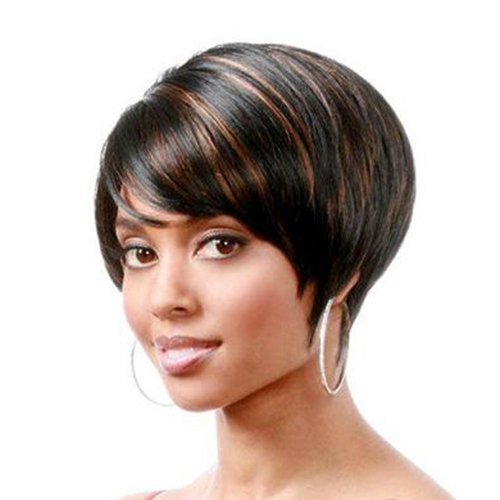 Michelle | Brown Short Pixie Cut Straight Synthetic Hair Wig With Bangs
