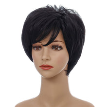 Load image into Gallery viewer, Frances | Black Short Pixie Cut Straight Synthetic Hair Wig With Bangs
