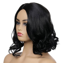 Load image into Gallery viewer, Poppy | Black Medium Wavy Synthetic Hair Wig
