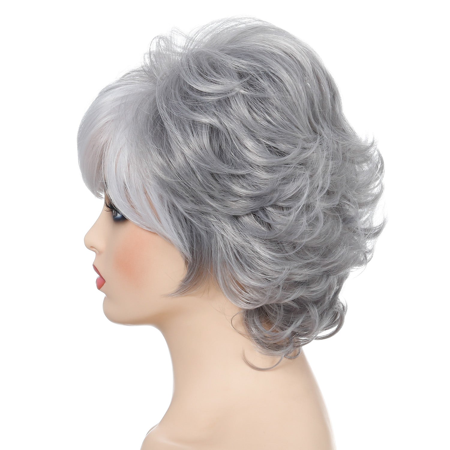 Tuesday | Grey Short Pixie Cut Wavy Synthetic Hair Wig With Bangs