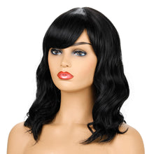 Load image into Gallery viewer, Courtney | Black Medium Long Wavy Synthetic Hair Wig With Bangs

