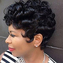 Load image into Gallery viewer, Lady M | Black Short Pixie Cut Curly Wig with Bang
