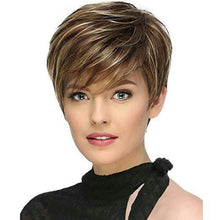 Load image into Gallery viewer, Alejandra | Brown with Blonde Highlight Short Pixie Cut Straight Synthetic Hair Wig With Bangs
