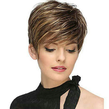 Load image into Gallery viewer, Alejandra | Brown with Blonde Highlight Short Pixie Cut Straight Synthetic Hair Wig With Bangs
