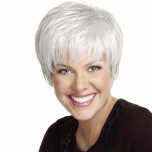 Load image into Gallery viewer, Stacey | Grey Short Pixie Cut Straight Synthetic Hair Wig With Bangs
