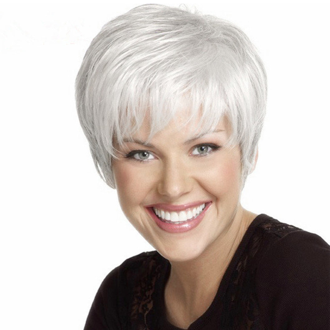 Stacey | Grey Short Pixie Cut Straight Synthetic Hair Wig With Bangs