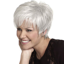 Load image into Gallery viewer, Stacey | Grey Short Pixie Cut Straight Synthetic Hair Wig With Bangs
