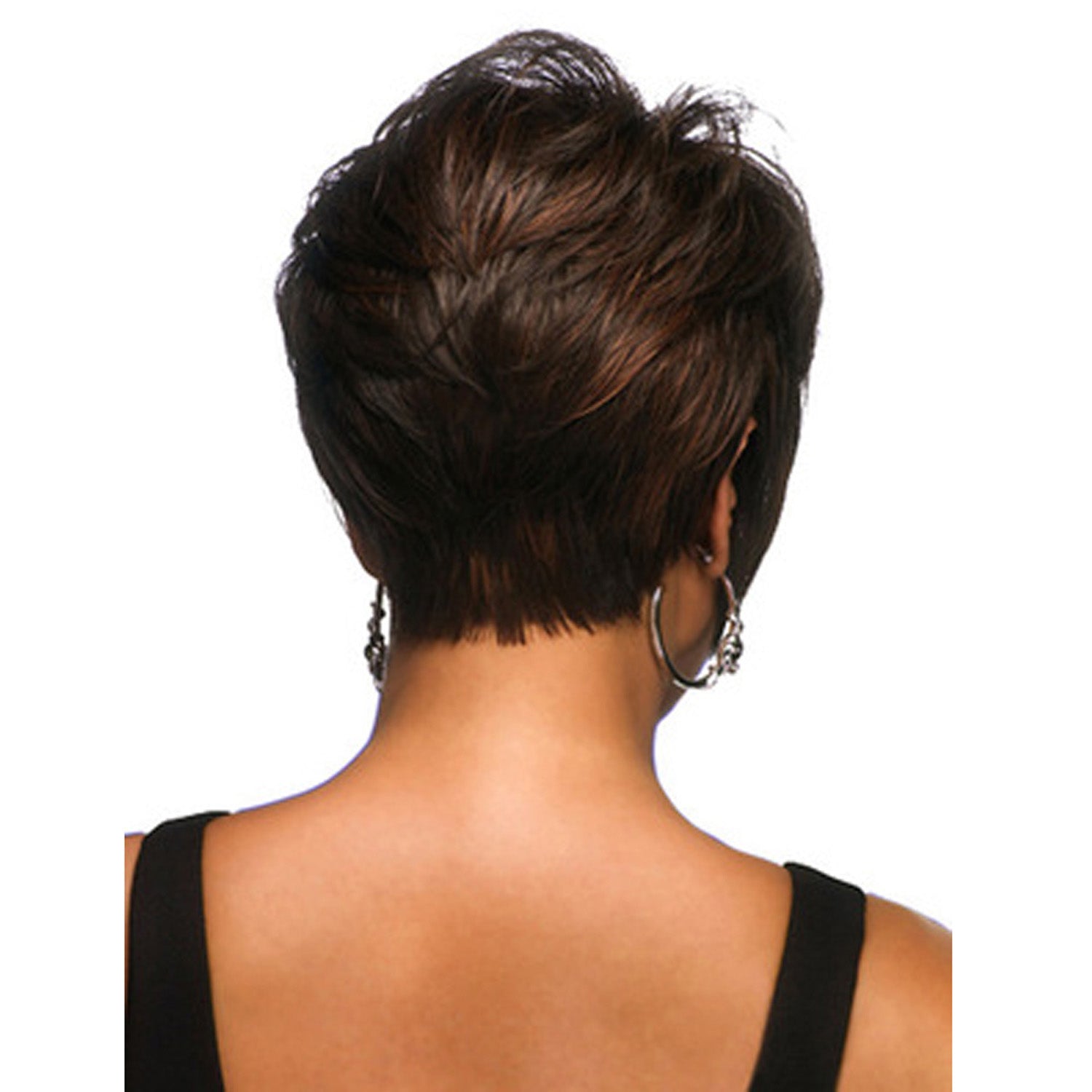 Lit | Brown Short Pixie Cut Straight Synthetic Hair Wig With Bangs