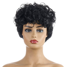 Load image into Gallery viewer, Busted | Black Short Pixie Cut Curly Synthetic Hair Wig
