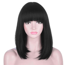Load image into Gallery viewer, Rosa | Black Long Straight Synthetic Hair Wig With Bangs

