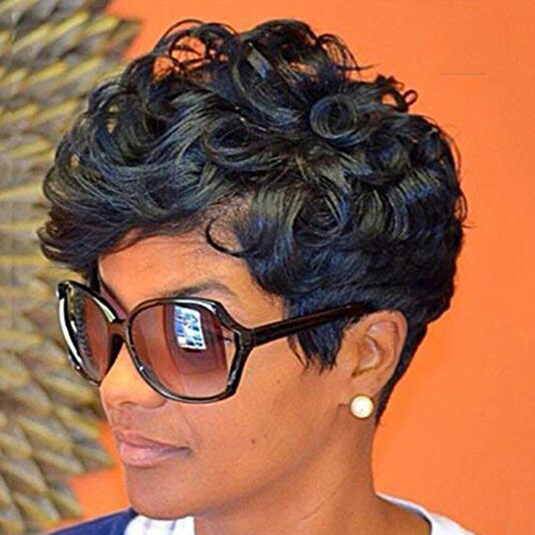 Sunny | Black Short Pixie Cut Curly Synthetic Hair Wig