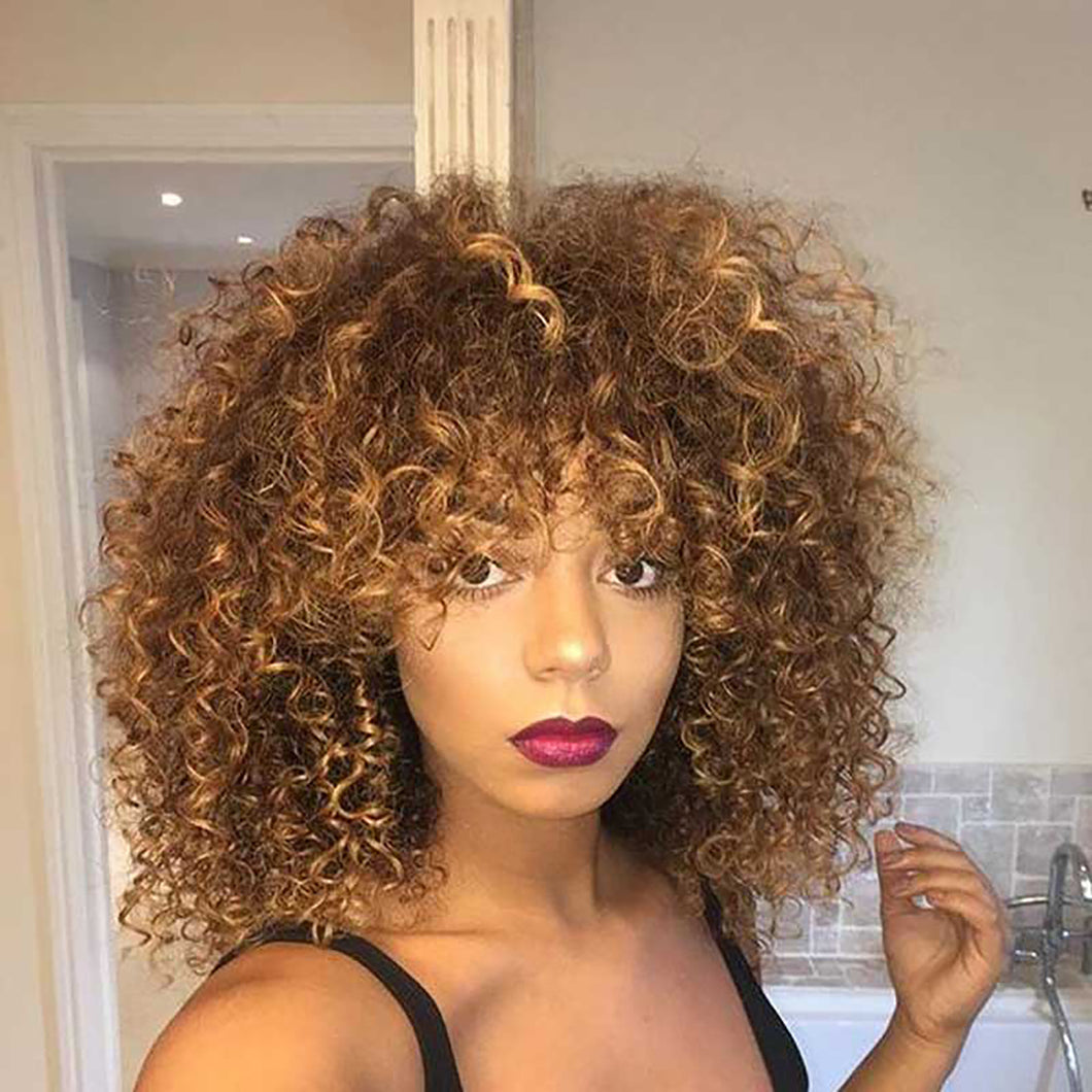 Camila | Brown Medium Curly Synthetic Hair Wig