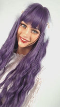 Load and play video in Gallery viewer, Peony | Halloween Purple Long Curly Synthetic Hair Wig with Bangs
