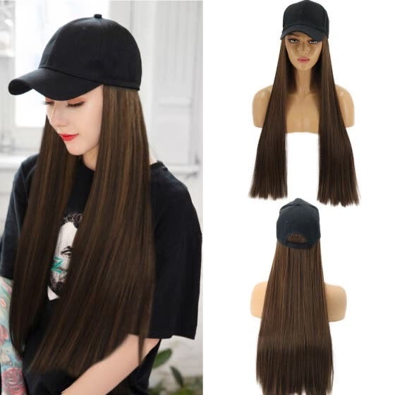 Summerland | Light Brown Long Straight Synthetic Hair Wig Hat with Cap